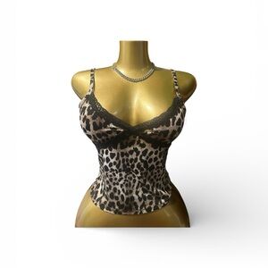 Leopard Print Lace Trim Camisole